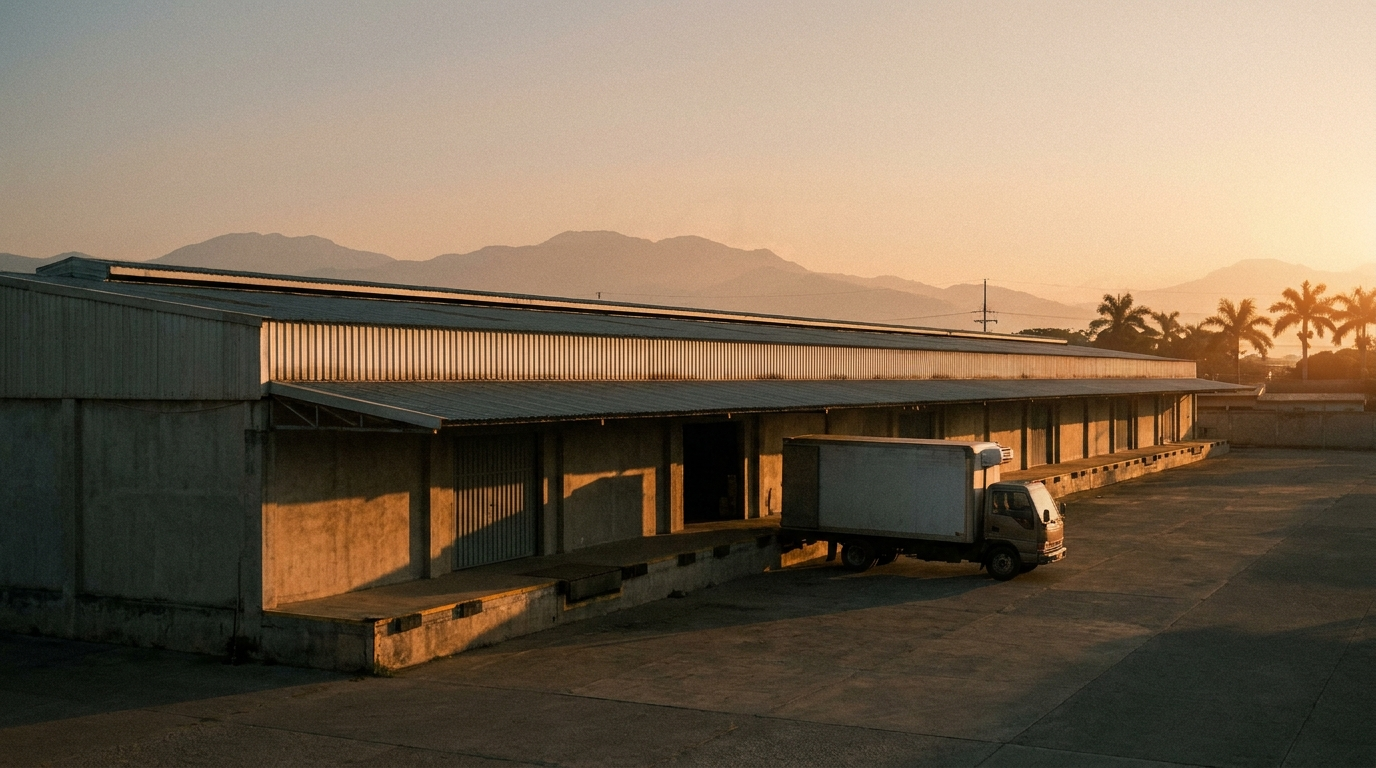 Bodega industrial en San Pedro Sula al amanecer